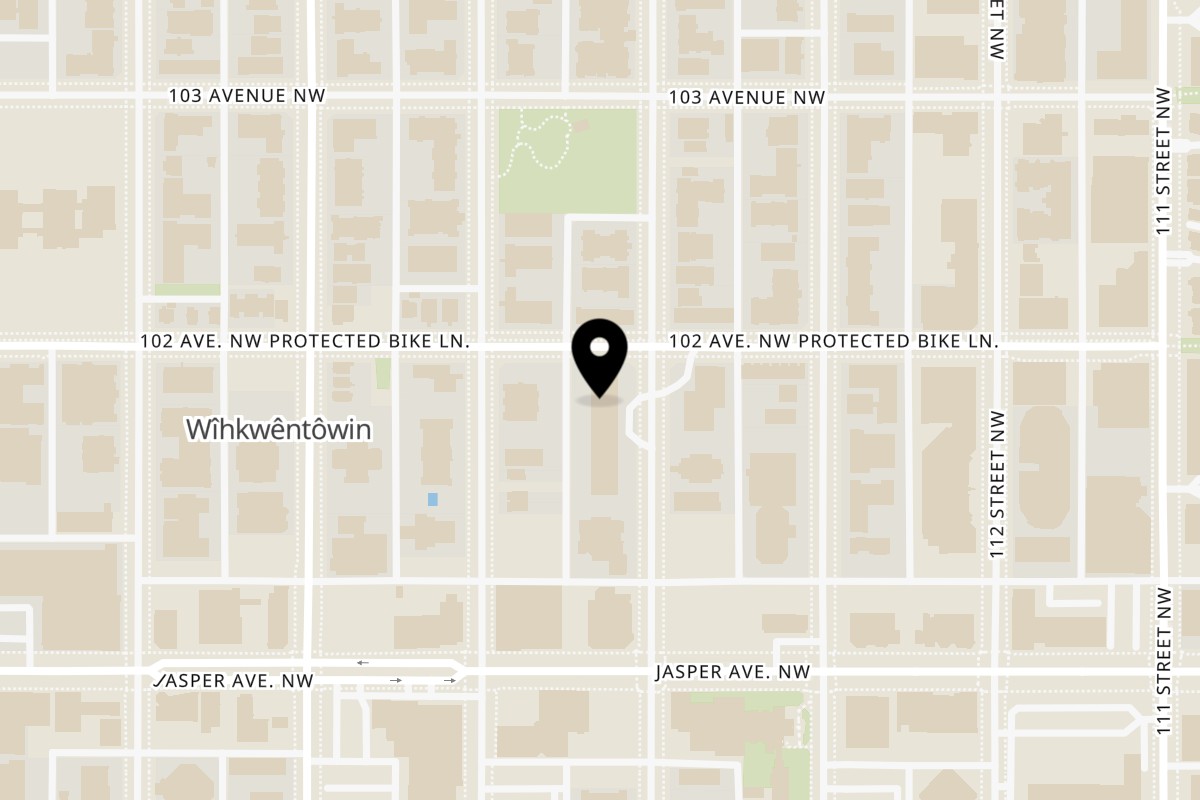 Map showing the location of Hanjan Oliver on 10166 114 Street Northwest in Edmonton